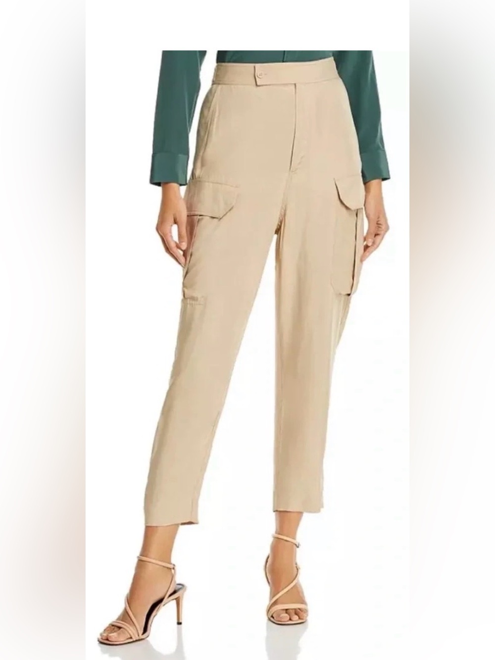NWT Equipment High Waist Beige Tapered Silky Cargo Pants